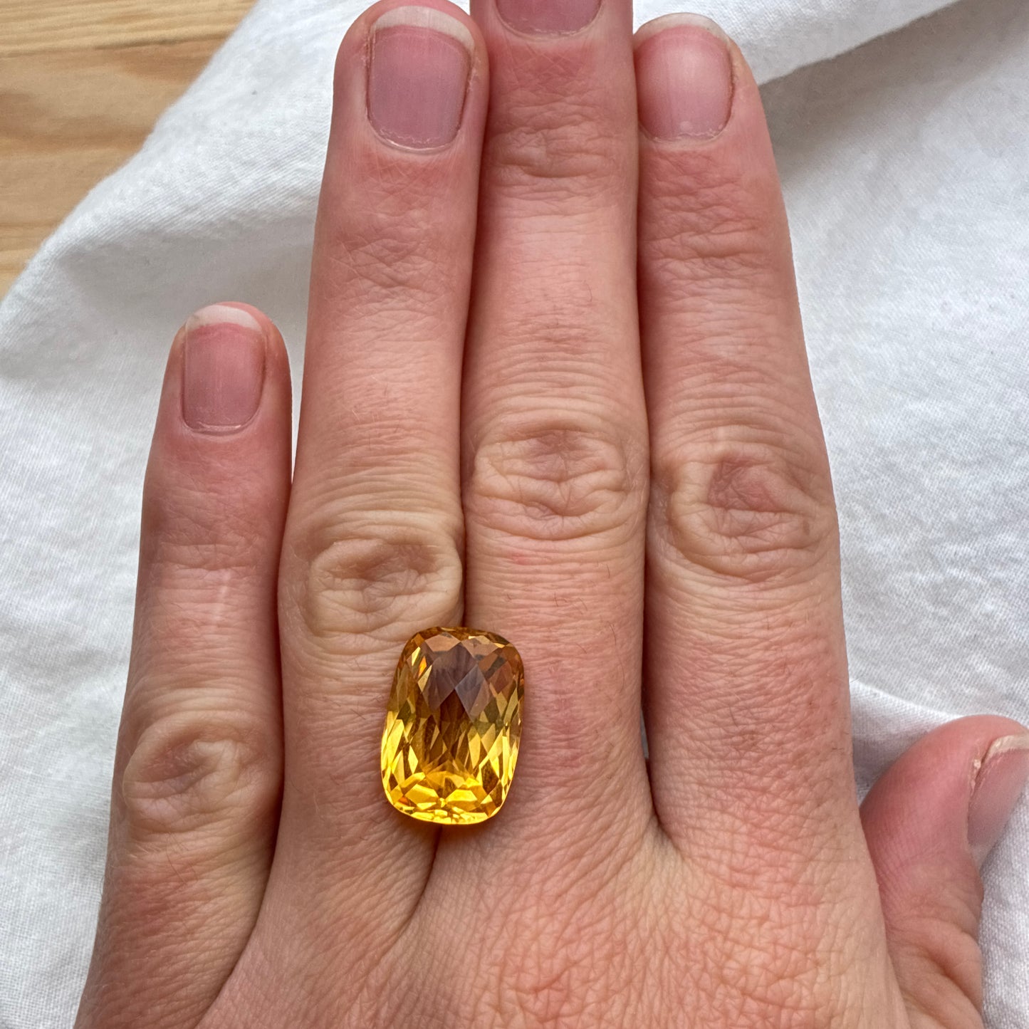 10 Carat Rectangle Cushion Cut Citrine 16.5x11.5mm Checkerboard Top