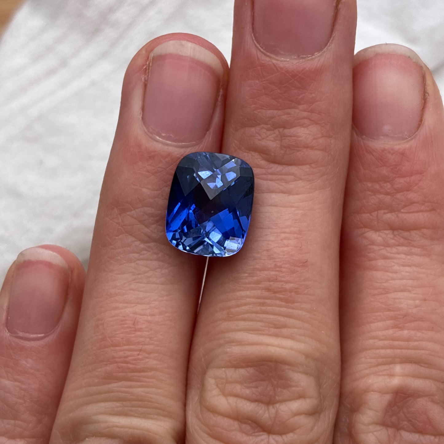 12x10mm Blue Lab Sapphire 8 carat Cushion Cut, Faceted Loose Gemstone