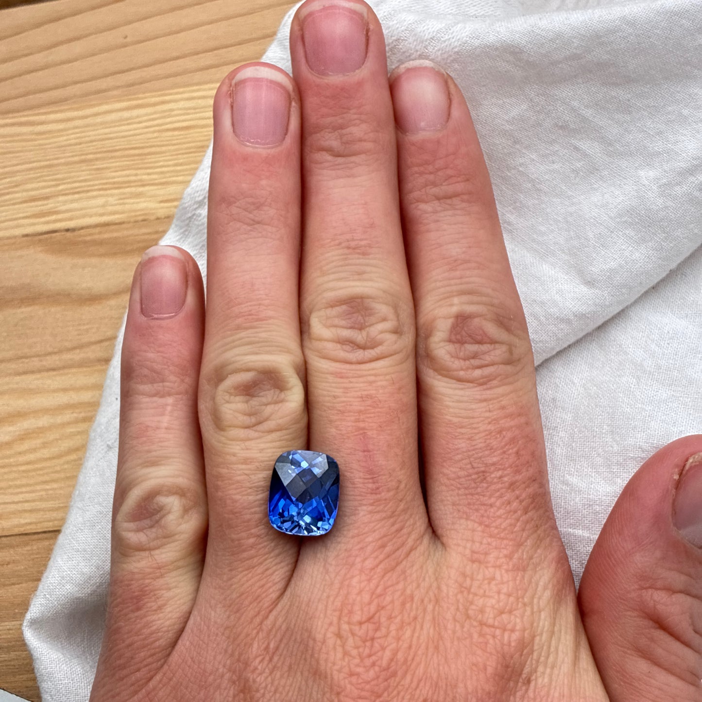 12x10mm Blue Lab Sapphire 8 carat Cushion Cut, Faceted Loose Gemstone