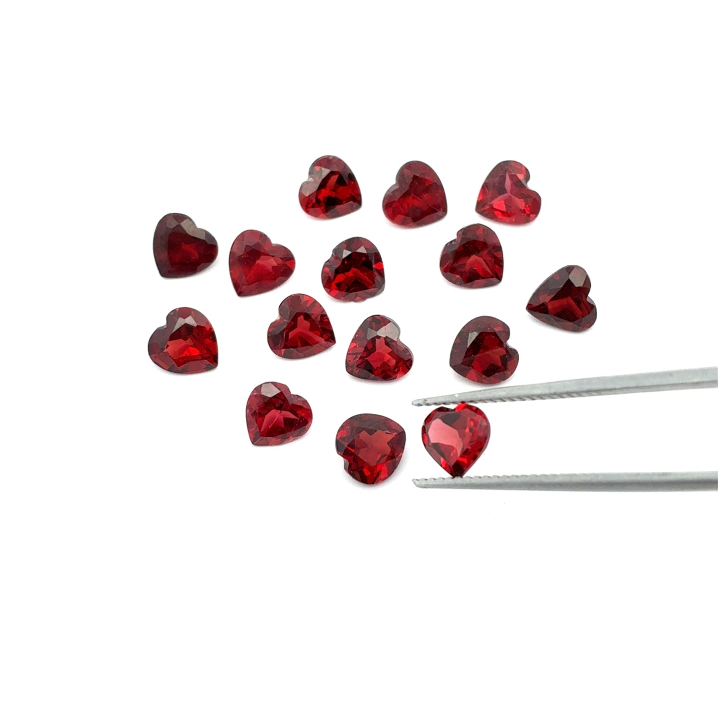One 6mm Red Garnet Heart Cut, Faceted Loose Gemstone