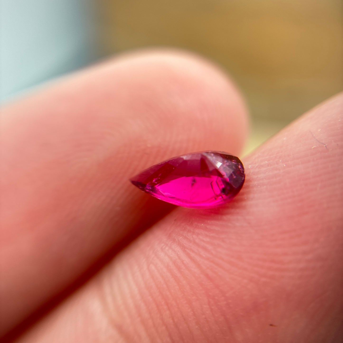0.63ct Hot Pink Tourmaline, 7.8x4.7mm Pear cut Natural Loose Gemstone