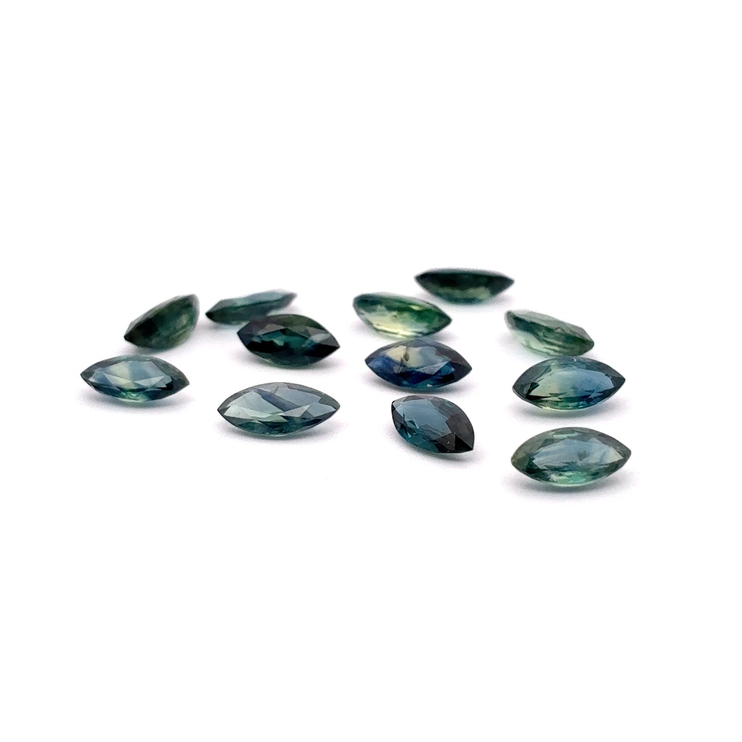 Marquise Cut Bluish Green Sapphire Lot of 12 appr. 6x3mm