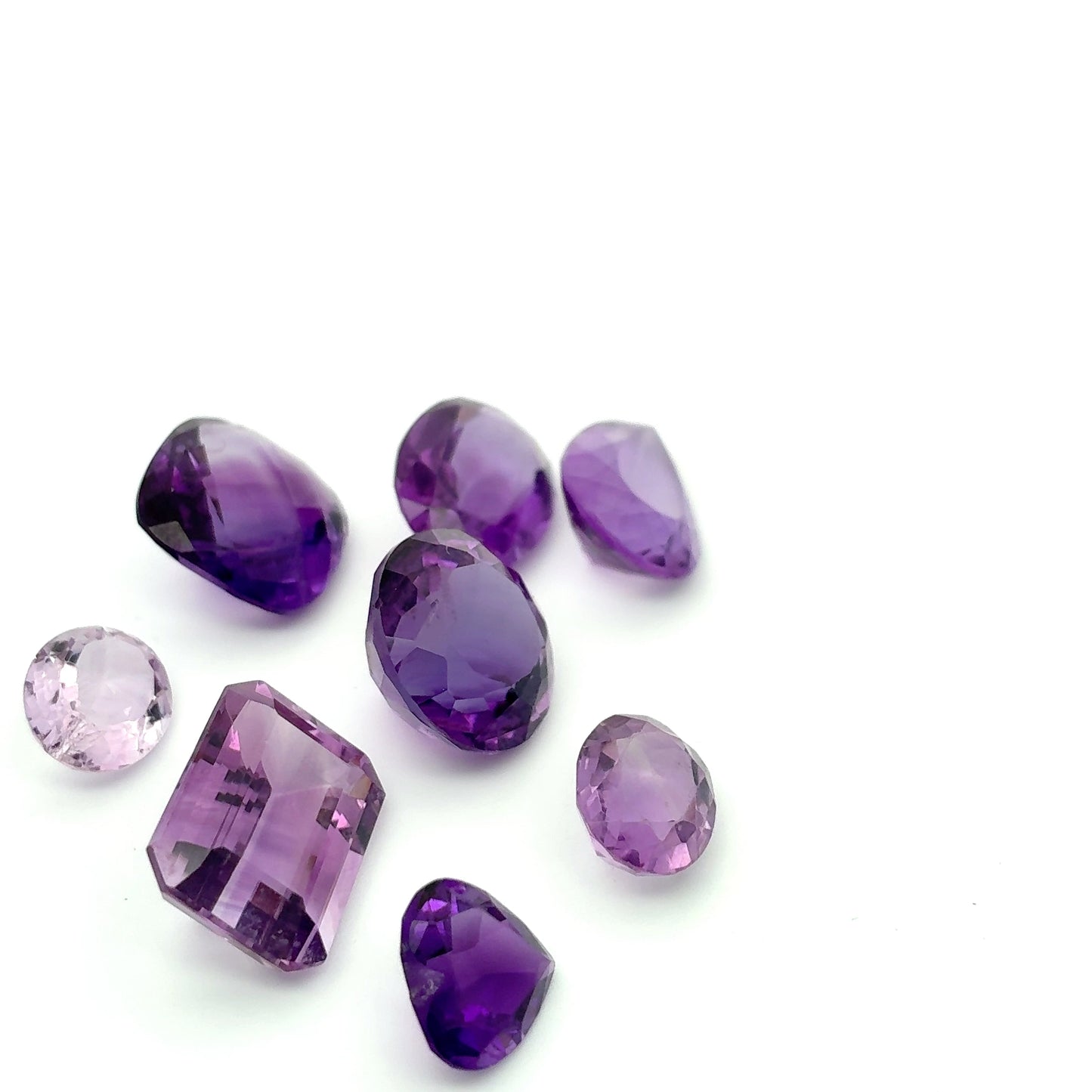 54 carat Lot of Amethyst, Worn Amethyst, 8 pieces, Faceted, Recycled, Imperfect Gems