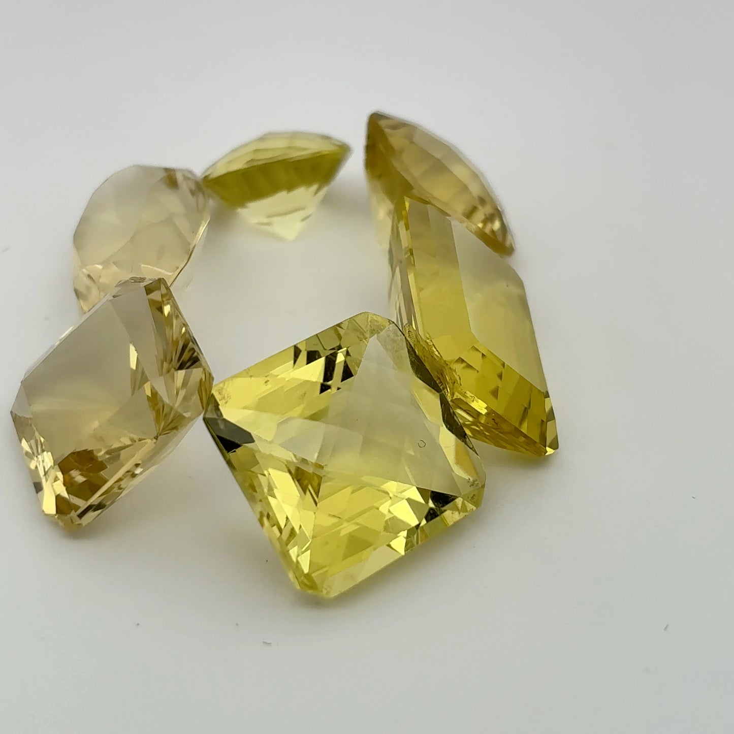 56 carat Lot of Lemon Quartz, Worn Amethyst, 6 pieces, Faceted, Recycled, Imperfect Gems
