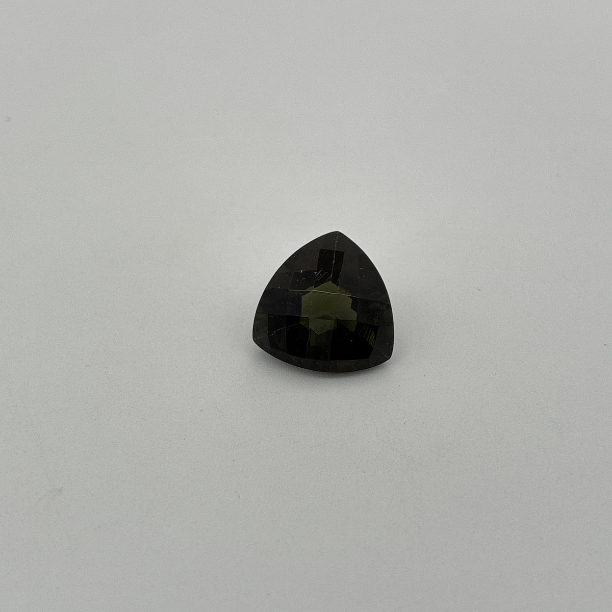 12mm Trillion Cut Dark Moldavite, 4.58 carat