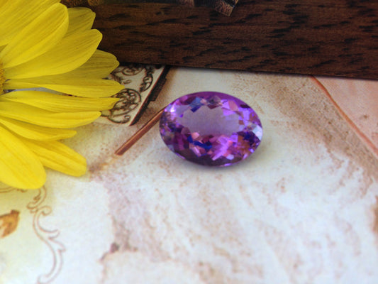 12 Carat Purple Amethyst 18x13mm Oval Nice Cut Loose Faceted Gemstone Faceted, February Birthstone