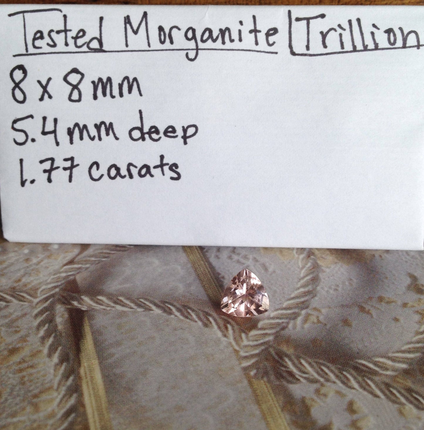 Morganite 8x8mm 1.77 Ct Trillion Cut Salmon Pink Purple Loose Gem Unmounted Gemstone For Engagement Ring Wedding Wholesale Tested Beryl 2 ct