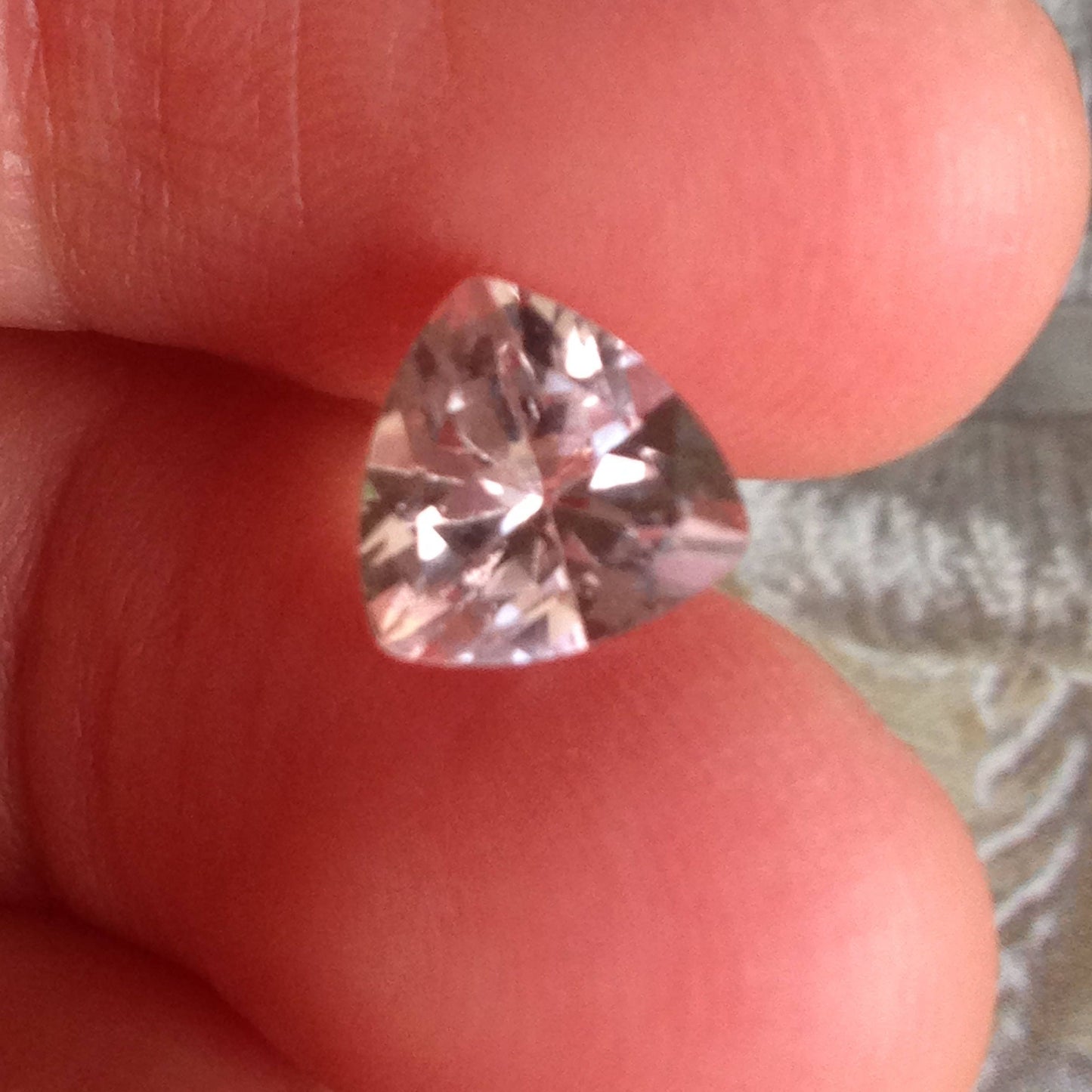 Morganite 8x8mm 1.77 Ct Trillion Cut Salmon Pink Purple Loose Gem Unmounted Gemstone For Engagement Ring Wedding Wholesale Tested Beryl 2 ct