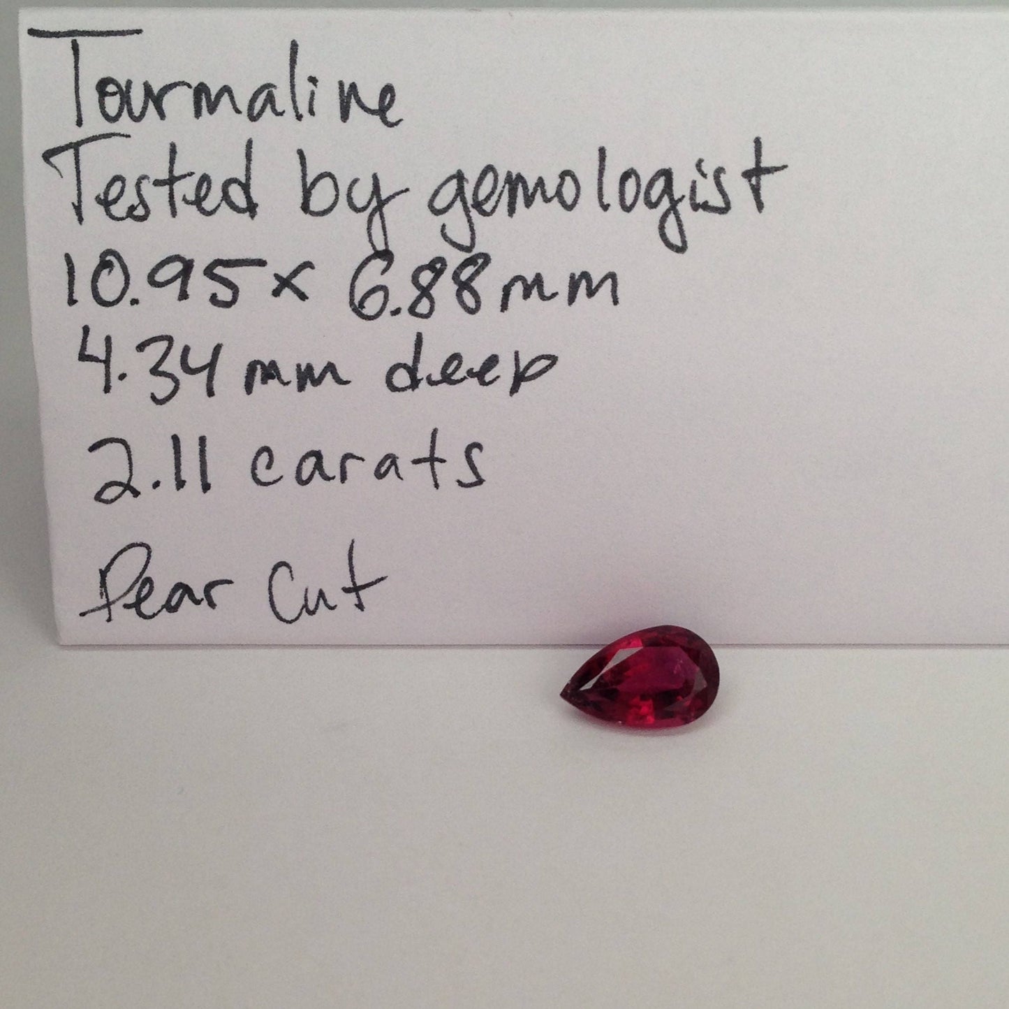 Rubellite Tourmaline 2.11 carats 11 x 6.9mm Loose Pear Tear Drop Cut Red Purple Faceted Natural Gemstone