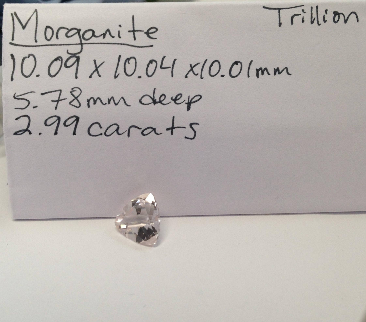 Morganite 10mm 3 carat Trillion Cut Purple Beige Loose Gem Blush Unmounted Gemstone For Engagement Ring Wedding Triangle Beryl US Seller