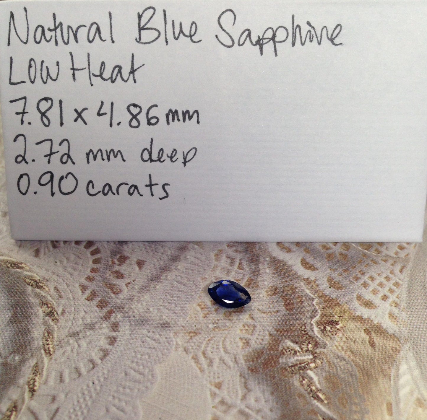 0.90 Carat Natural Blue Sapphire 8x5mm Marquise Cut,  Blue Faceted Unmounted Gemstone, Low Heat Sapphire