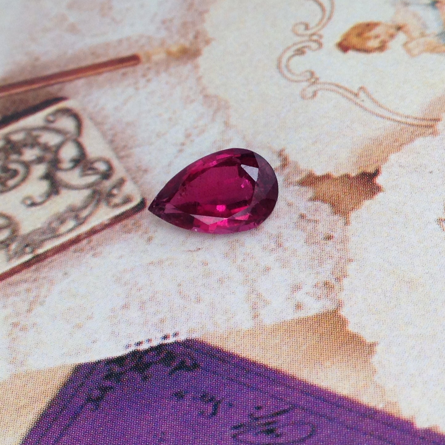 Rubellite Tourmaline 2.11 carats 11 x 6.9mm Loose Pear Tear Drop Cut Red Purple Faceted Natural Gemstone