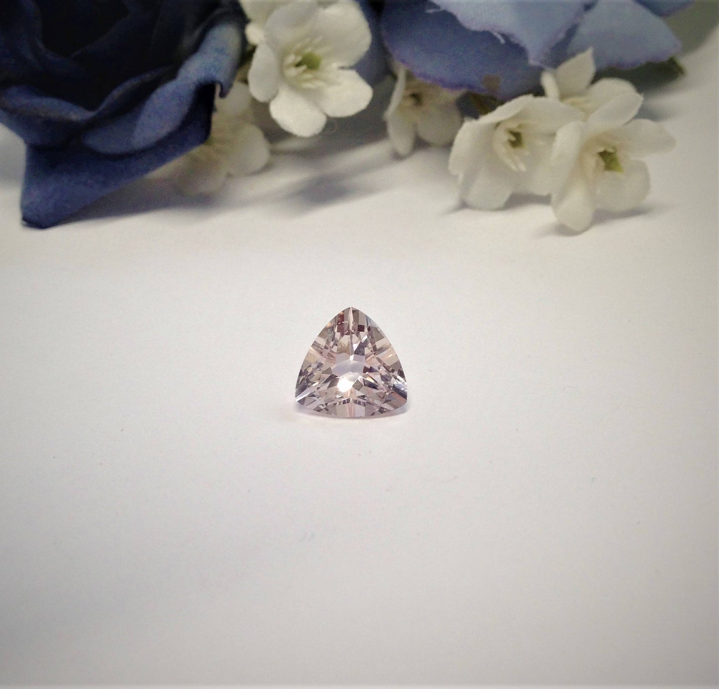 Morganite 10mm 3 carat Trillion Cut Purple Beige Loose Gem Blush Unmounted Gemstone For Engagement Ring Wedding Triangle Beryl US Seller