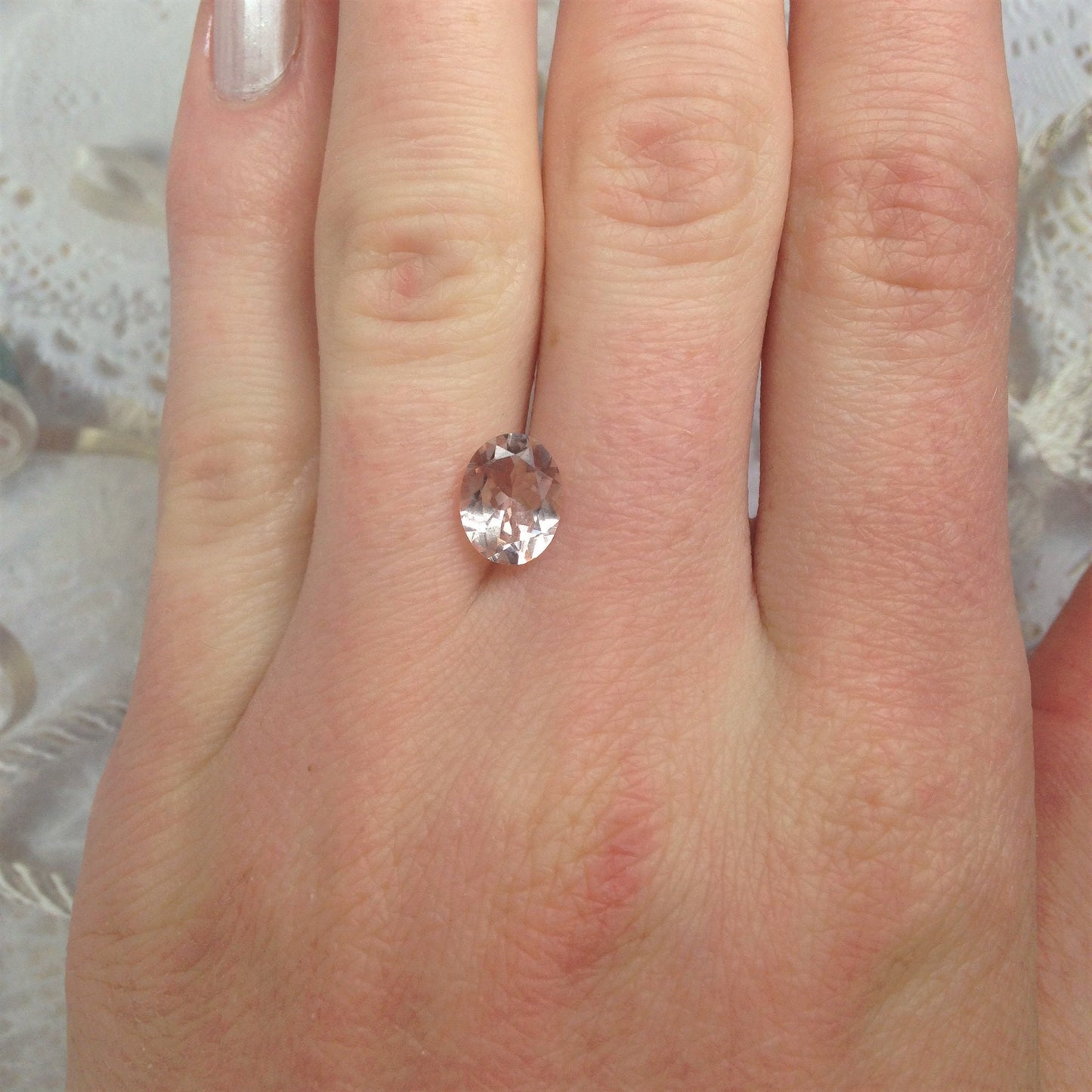 1.49 ct Morganite 9x7mm Oval Cut Peach Color Faceted Loose Wholesale Gemstone