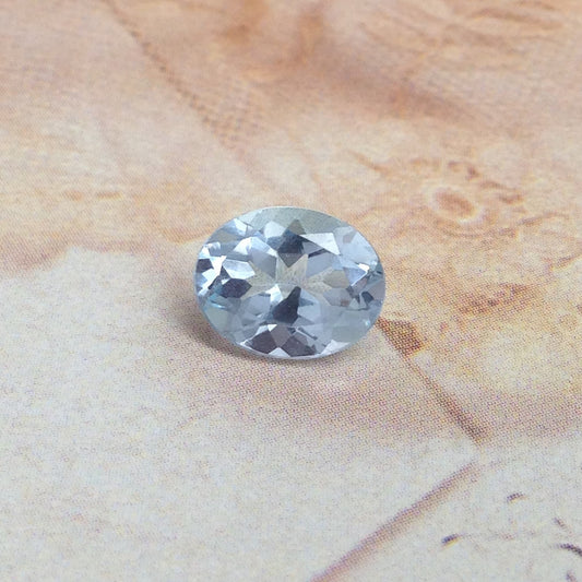 10x8mm Natural Sky-Blue Aquamarine 2.22 carats Light Blue Oval Cut March Birthstone, Wholesale Faceted Gem