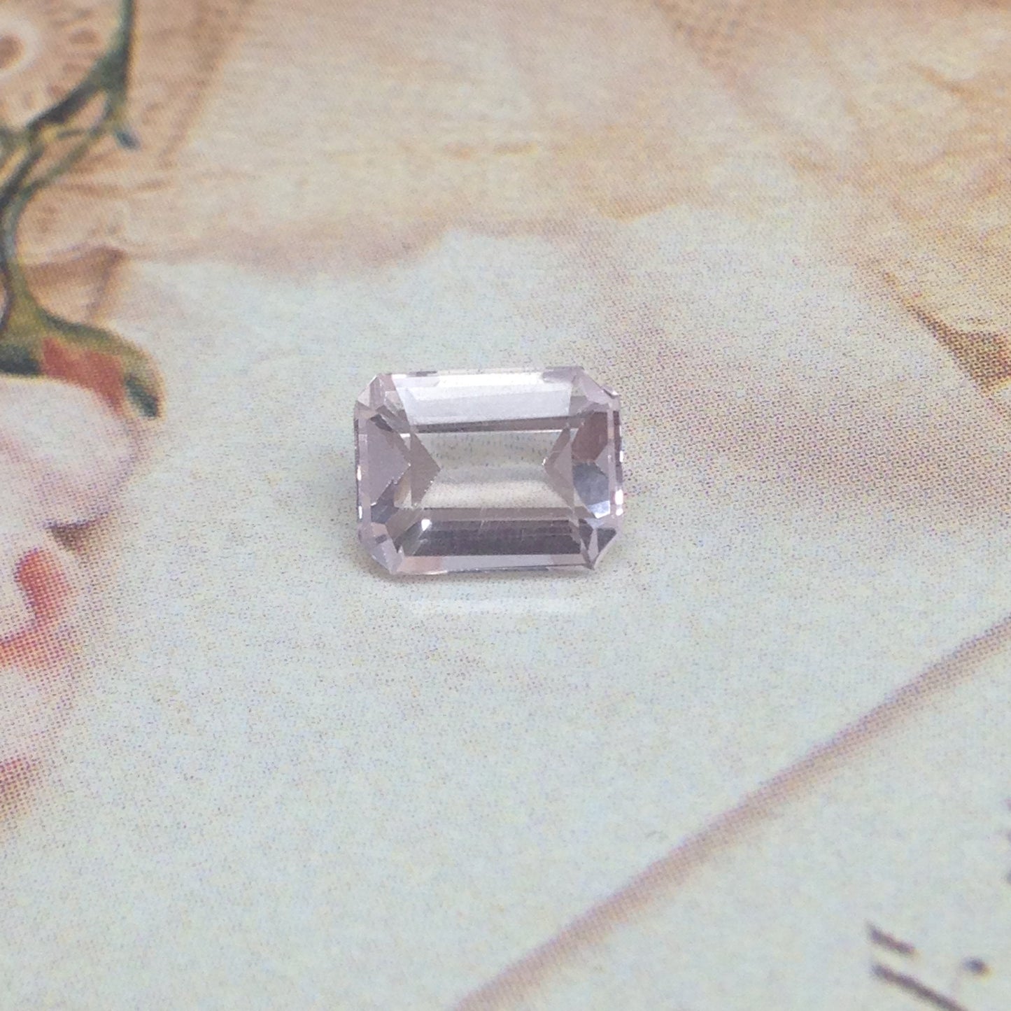 Morganite 8x6mm 1.56 Carat Rectangle Emerald Cut Pink Purple Loose Gem Unmounted Gemstone For Engagement Ring Wedding, Re-Polished