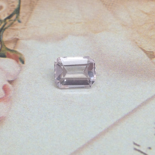 Morganite 8x6mm 1.56 Carat Rectangle Emerald Cut Pink Purple Loose Gem Unmounted Gemstone For Engagement Ring Wedding, Re-Polished