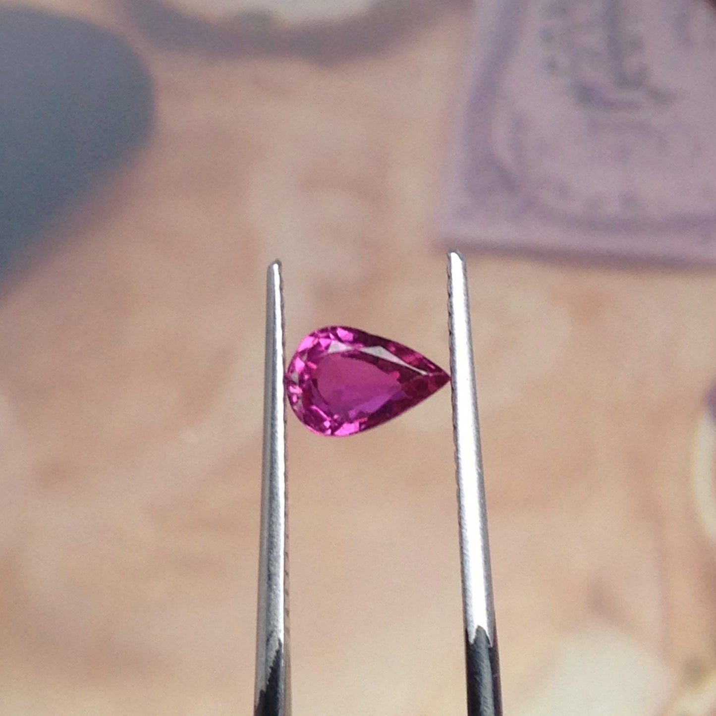0.73 Carat Natural Purplish Red Sapphire 6.8x4.7mm Loose Gemstone Faceted Corundum Pear Cut