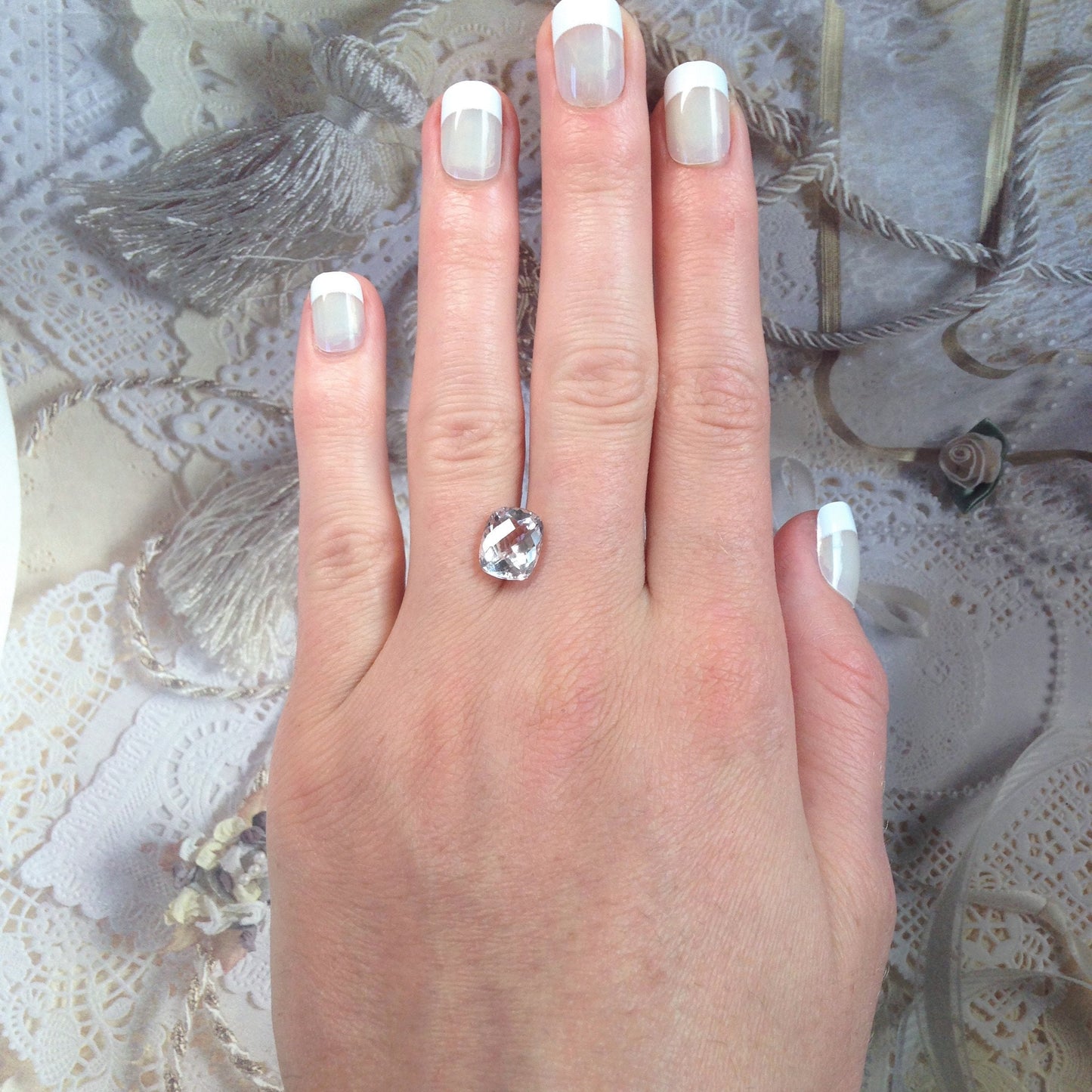 Morganite 10x8mm 3 Carat Checkerboard Rectangle Cushion Cut Pinkish Beige Loose Gem Unmounted Gemstone For Engagement Ring Wedding