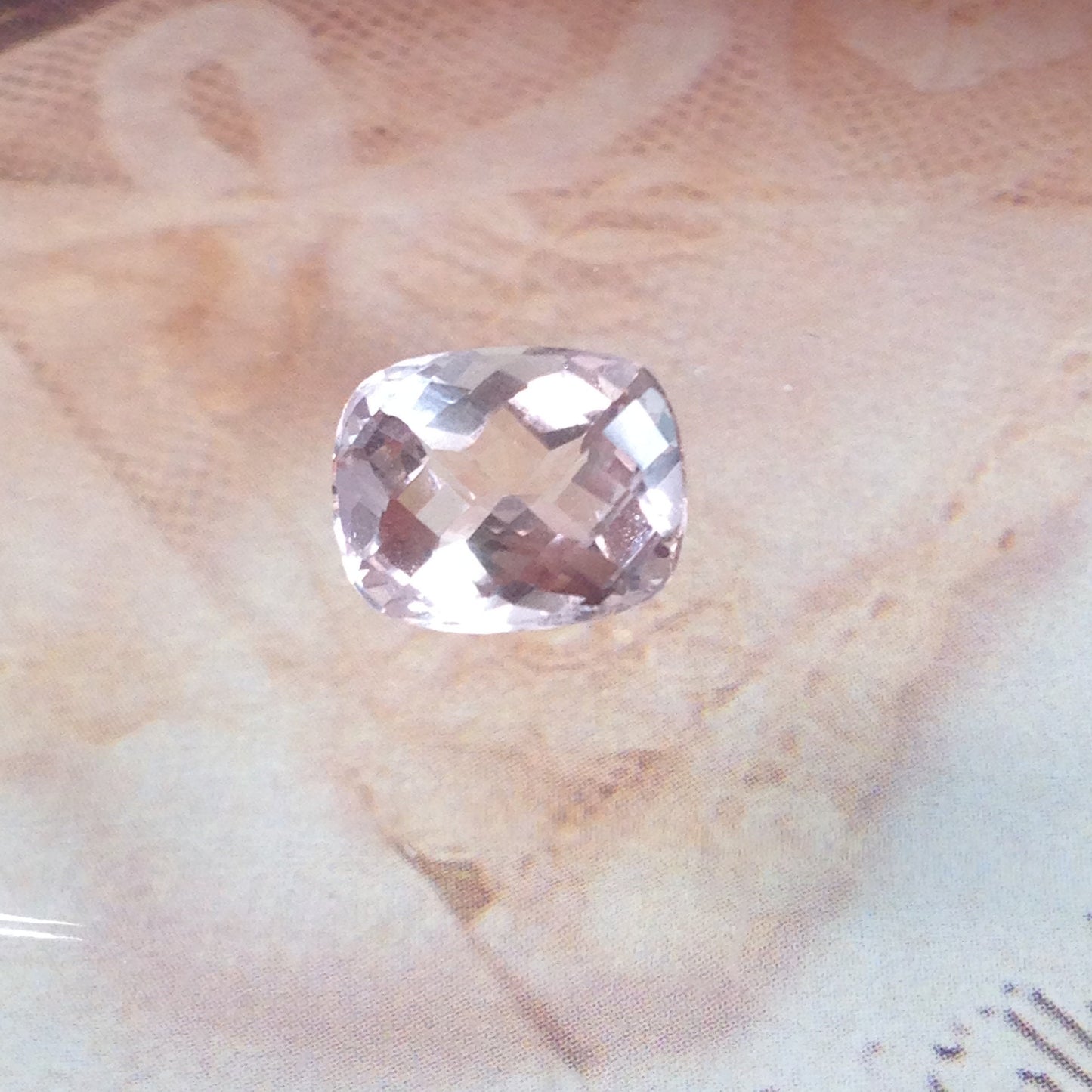 Morganite 10x8mm 3 Carat Checkerboard Rectangle Cushion Cut Pinkish Beige Loose Gem Unmounted Gemstone For Engagement Ring Wedding