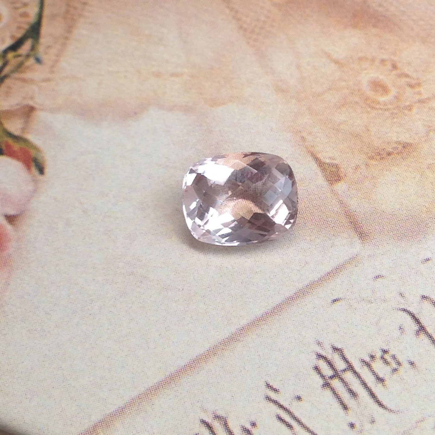 Morganite 10x8mm 3 Carat Checkerboard Rectangle Cushion Cut Pinkish Beige Loose Gem Unmounted Gemstone For Engagement Ring Wedding