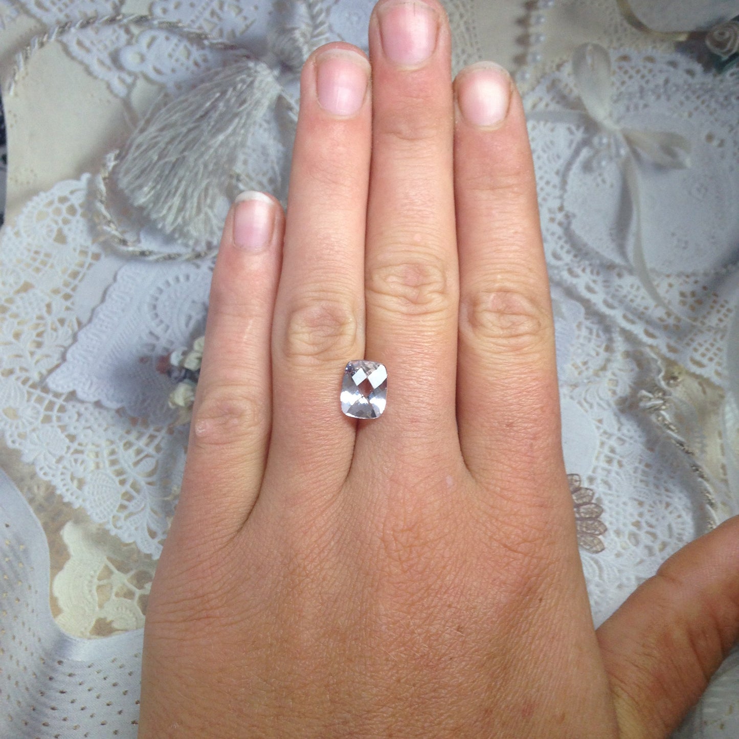 Morganite 10x8mm 2.66 Cushion Rectangle Cut Faint Beige Peach Loose Gem Unmounted Gemstone For Engagement Ring Wholesale Tested Beryl stone