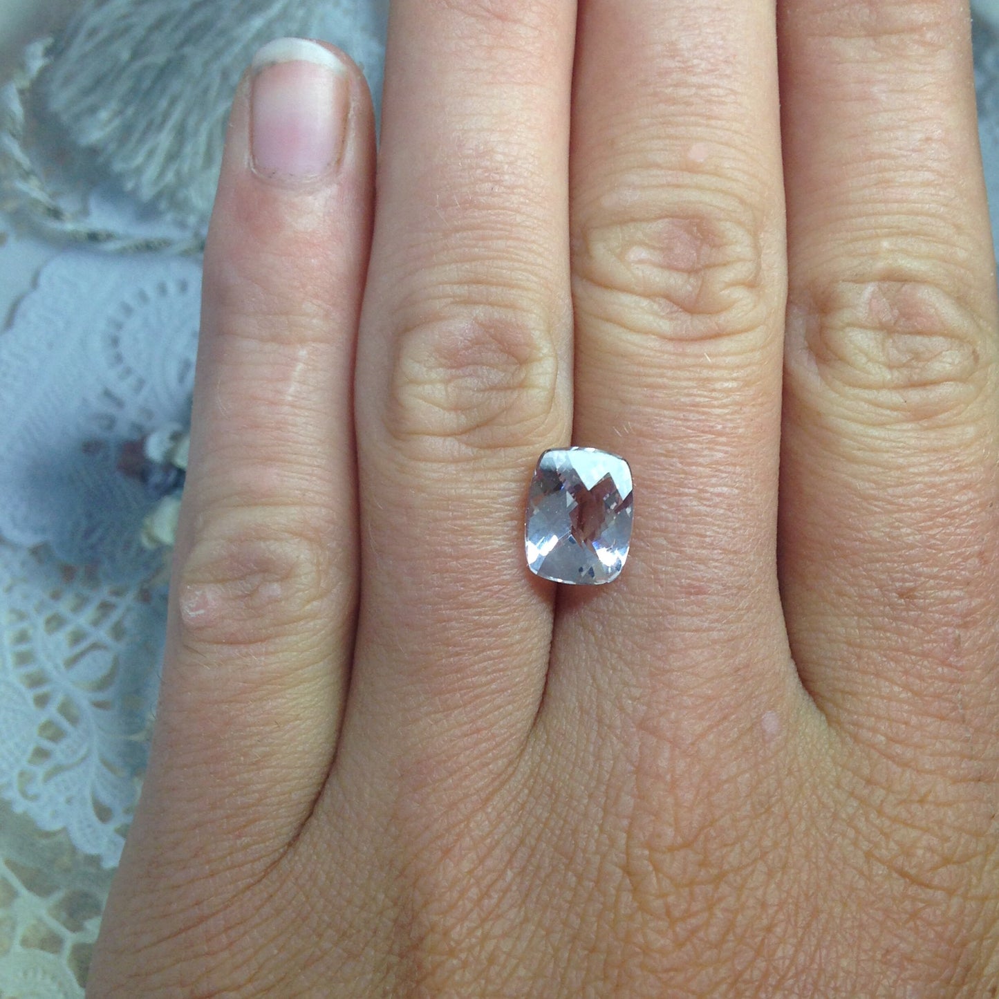 Morganite 10x8mm 2.66 Cushion Rectangle Cut Faint Beige Peach Loose Gem Unmounted Gemstone For Engagement Ring Wholesale Tested Beryl stone