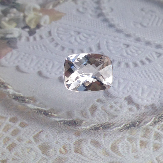 Morganite 10x8mm 2.66 Cushion Rectangle Cut Faint Beige Peach Loose Gem Unmounted Gemstone For Engagement Ring Wholesale Tested Beryl stone