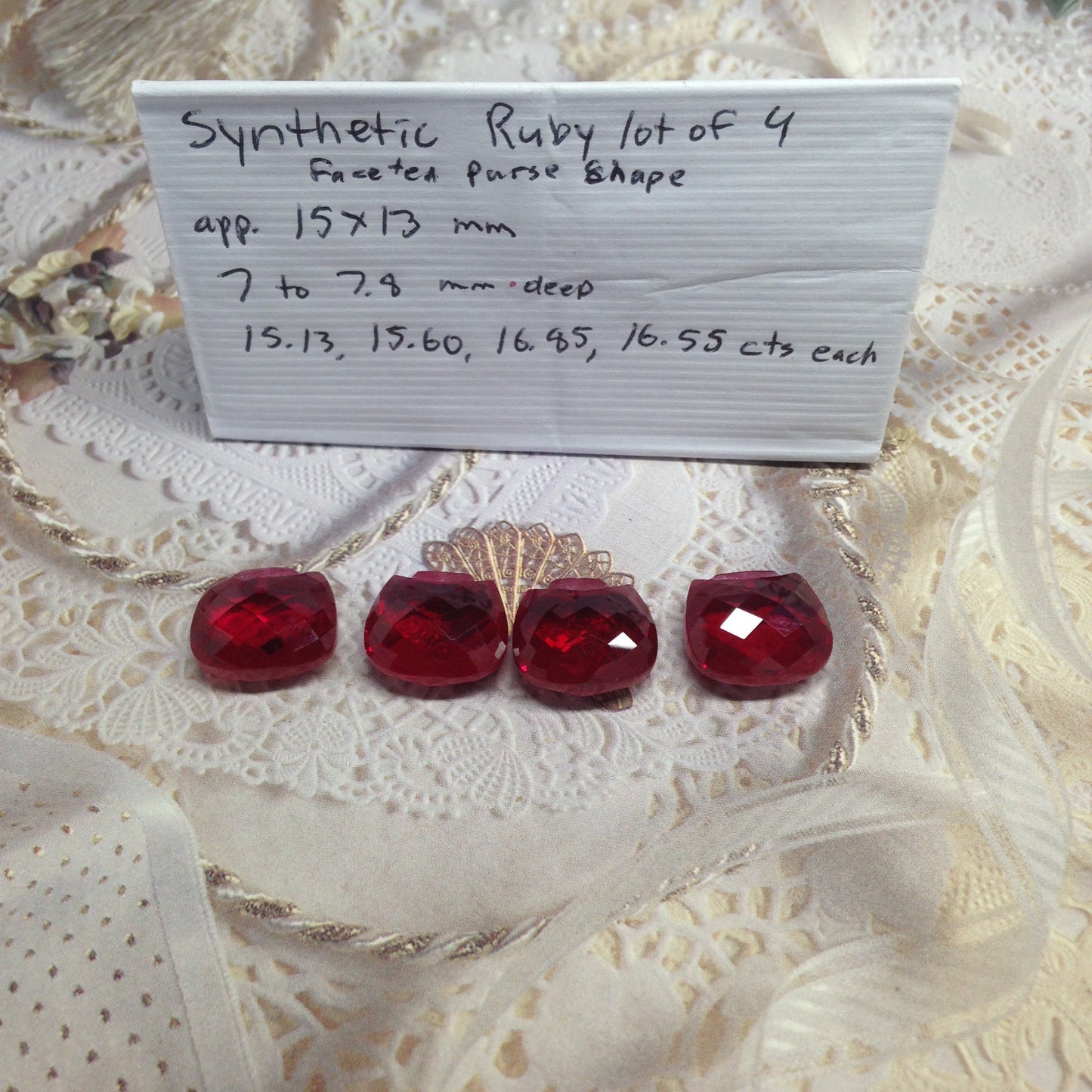 Lab Created Ruby Bead Faceted Checkerboard Synthetic Ruby gemstones loose unmounted jewelry making man-made Unique Multiple available Purse