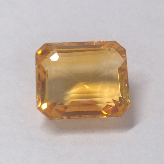 Orange yellow Quartz citrine  13x11 mm loose gemstone unmounted preowned  faceted jewelry supplies gem stone  8.28 carats rectangle emerald