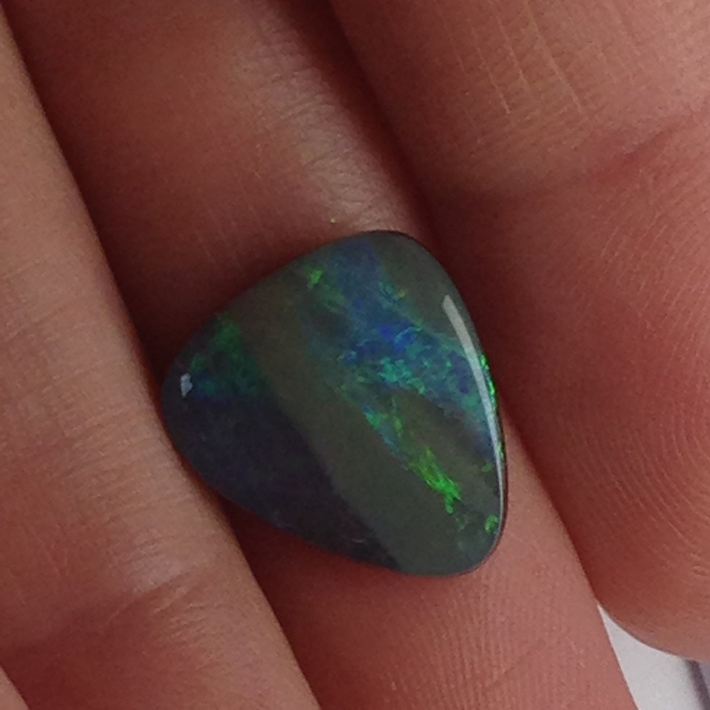 Signed Loose gemstone Gorgeous Opal Natural Doublet Freeform 5 carat app 12 mm triangle loose gem scrap gold jewelry cts October Birthstone