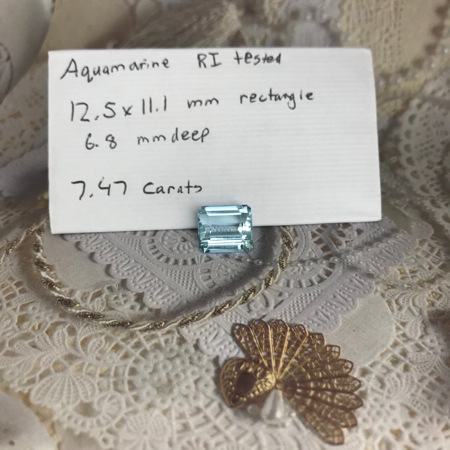 12.5x11 mm 7.47 Carats Natural Light Blue Aquamarine Light Blue Gem Rectangle Cut Loose Faceted Gemstone Beryl Gemstone  13x11mm emerald cut