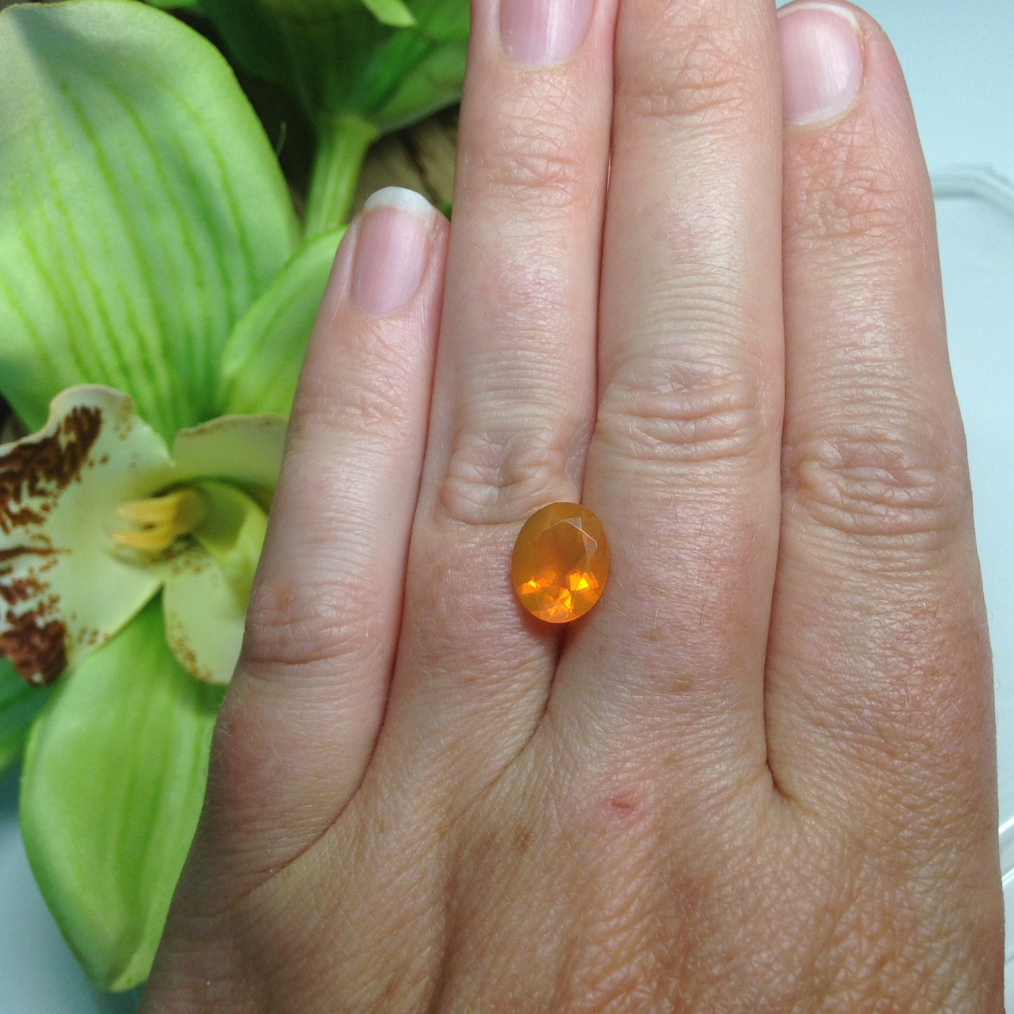 Fire Opal Orange 10x7.7mm Natural Gem loose gemstone 1.61 carats cts October Birthstone Oval Faceted Flowing Gems