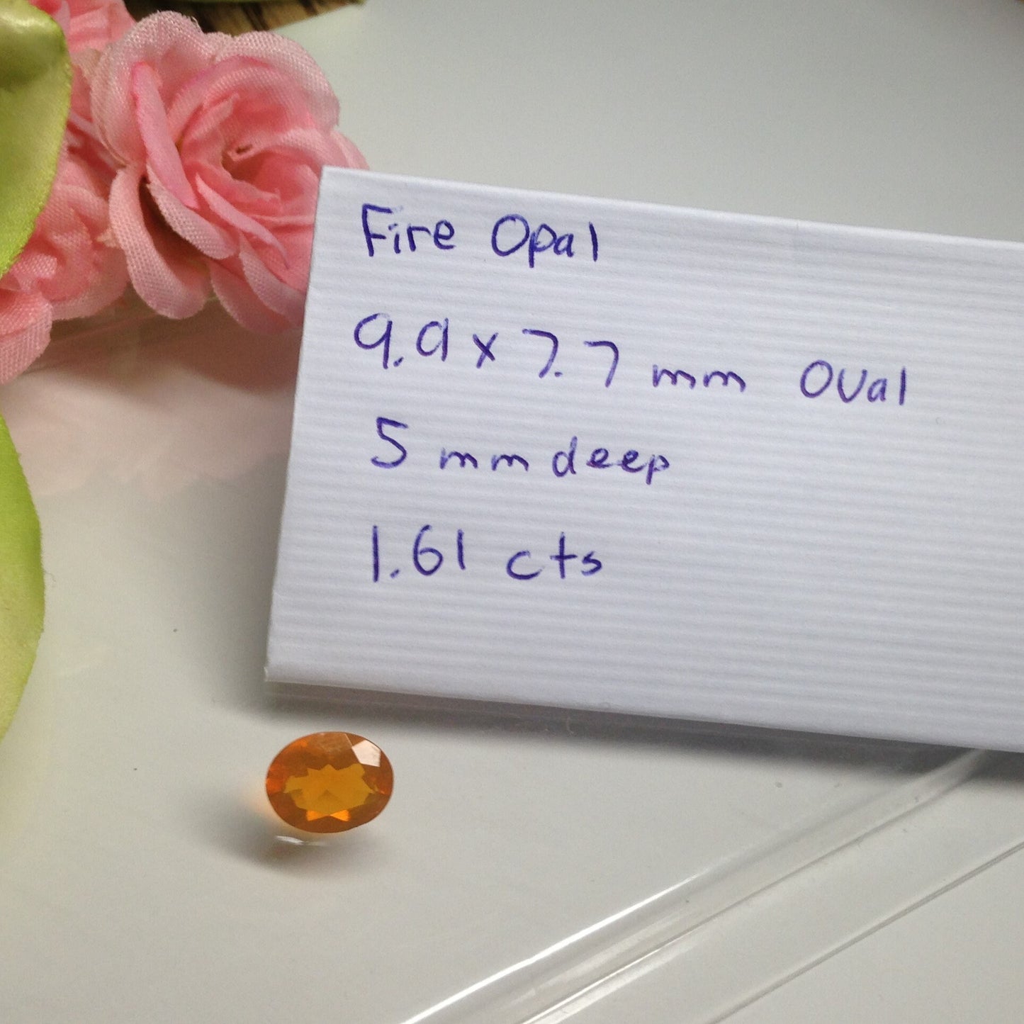 Fire Opal Orange 10x7.7mm Natural Gem loose gemstone 1.61 carats cts October Birthstone Oval Faceted Flowing Gems