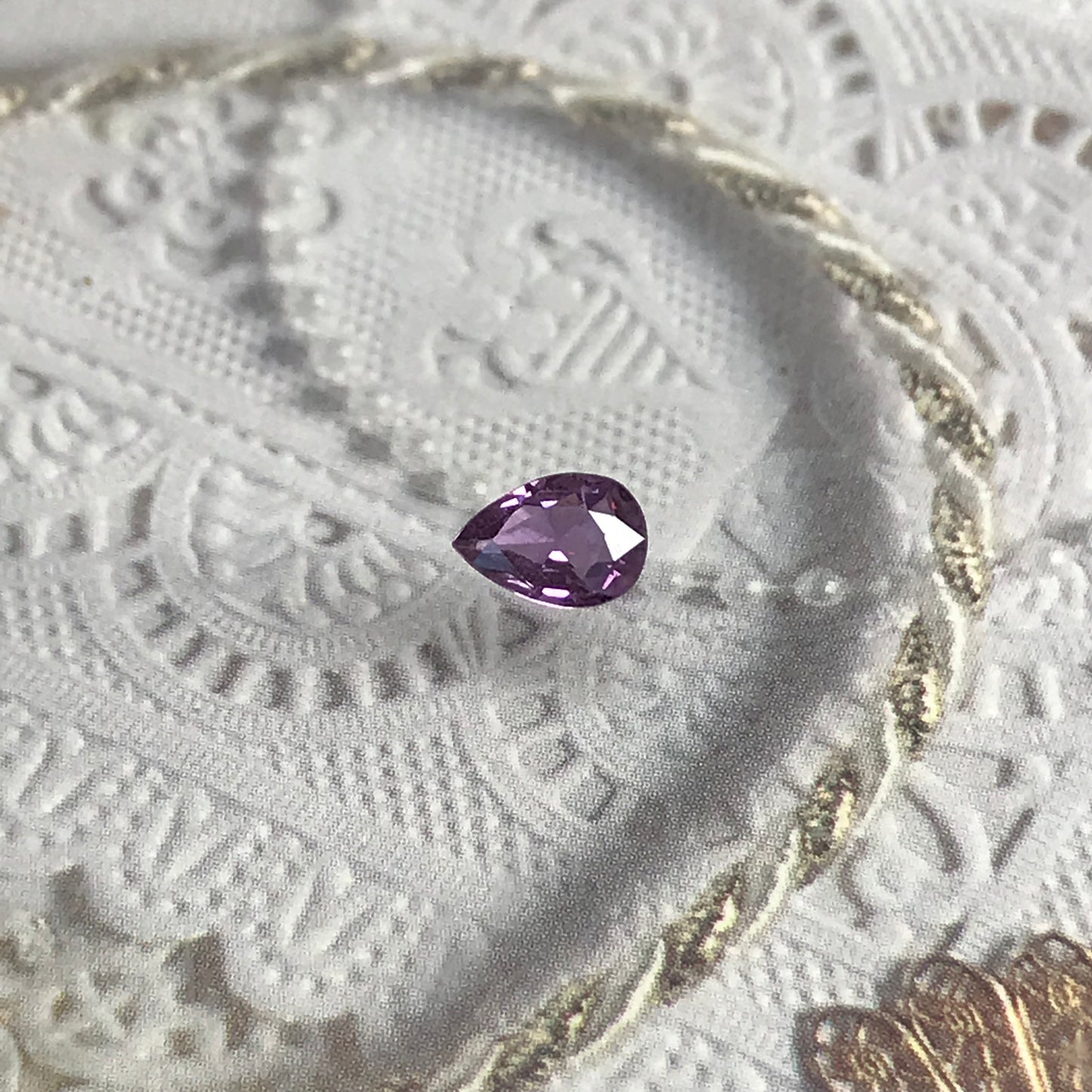Natural Purple Sapphire  0.61 Carats 6.8x4.7mm Pear Tear Drop Rose Cut Back, Corundum Faceted Loose Unmounted Earth Mined Gemstone 7x5mm
