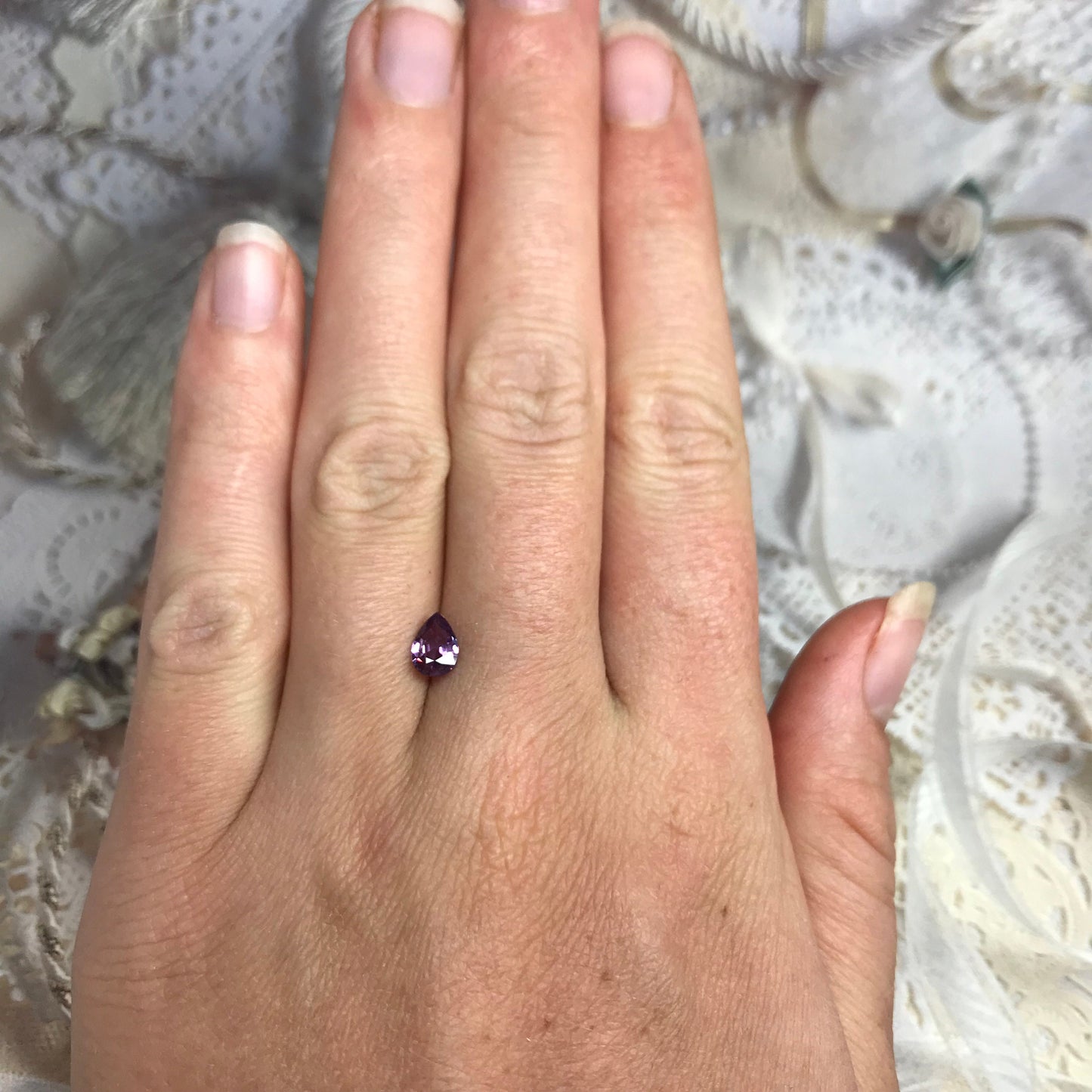 Natural Purple Sapphire  0.61 Carats 6.8x4.7mm Pear Tear Drop Rose Cut Back, Corundum Faceted Loose Unmounted Earth Mined Gemstone 7x5mm