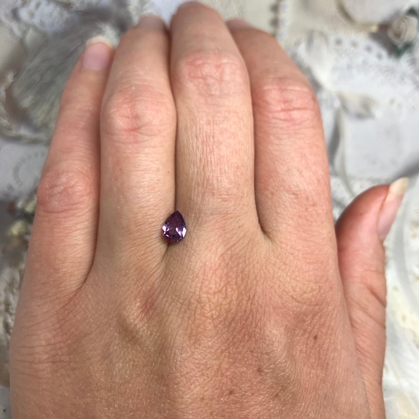 Natural Purple Sapphire  0.61 Carats 6.8x4.7mm Pear Tear Drop Rose Cut Back, Corundum Faceted Loose Unmounted Earth Mined Gemstone 7x5mm