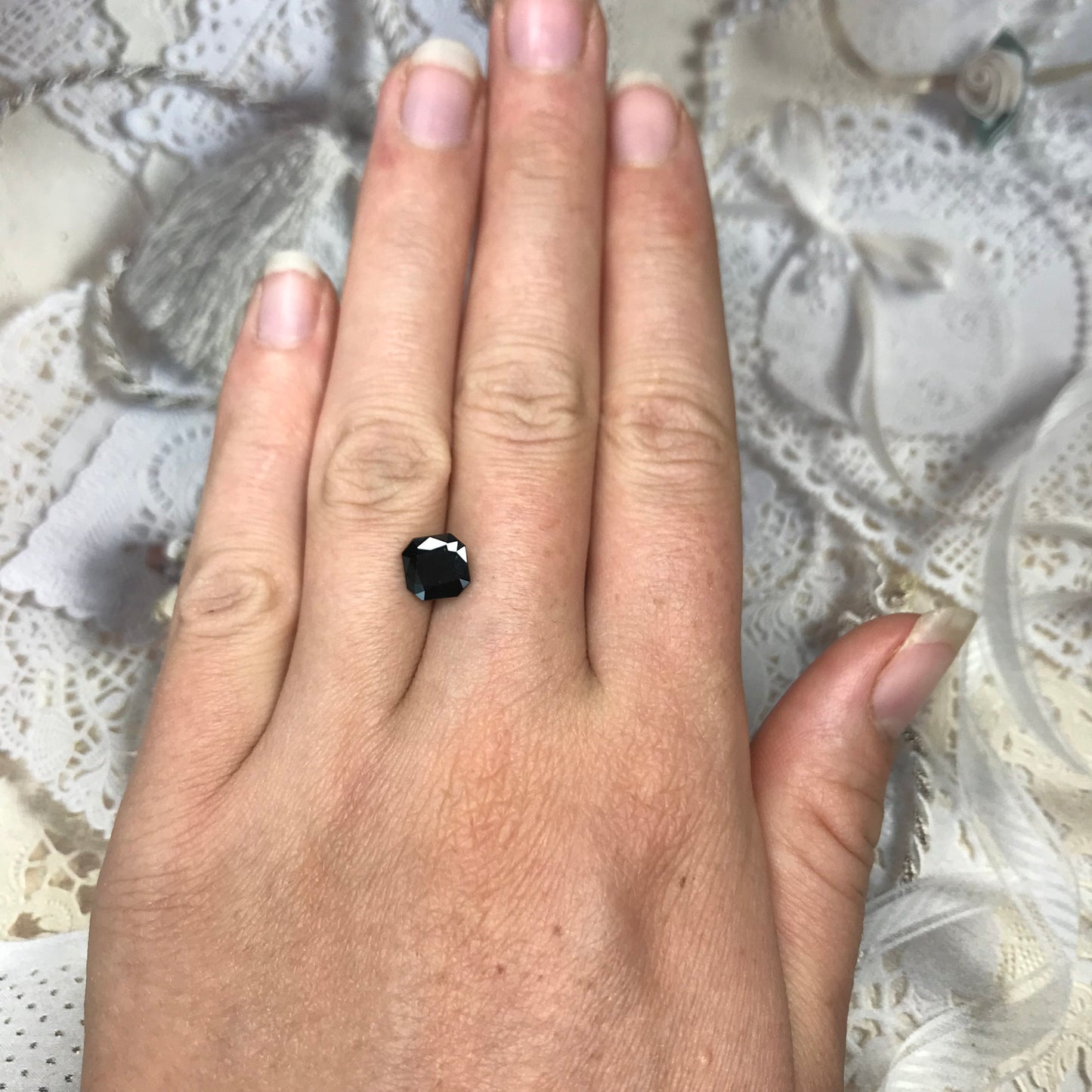 1.90 Ct Dark Blue Sapphire 7.2mm Square, Faceted Loose Midnight Blue Sapphire