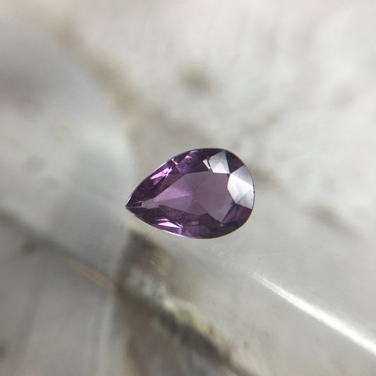Natural Purple Sapphire  0.61 Carats 6.8x4.7mm Pear Tear Drop Rose Cut Back, Corundum Faceted Loose Unmounted Earth Mined Gemstone 7x5mm