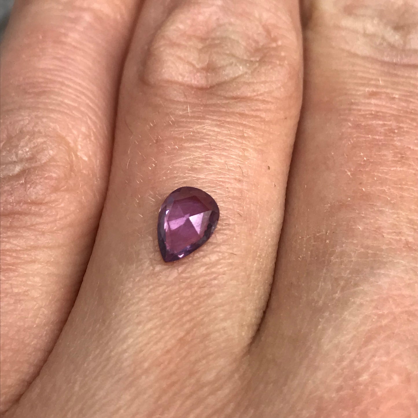 Natural Purple Sapphire  0.61 Carats 6.8x4.7mm Pear Tear Drop Rose Cut Back, Corundum Faceted Loose Unmounted Earth Mined Gemstone 7x5mm
