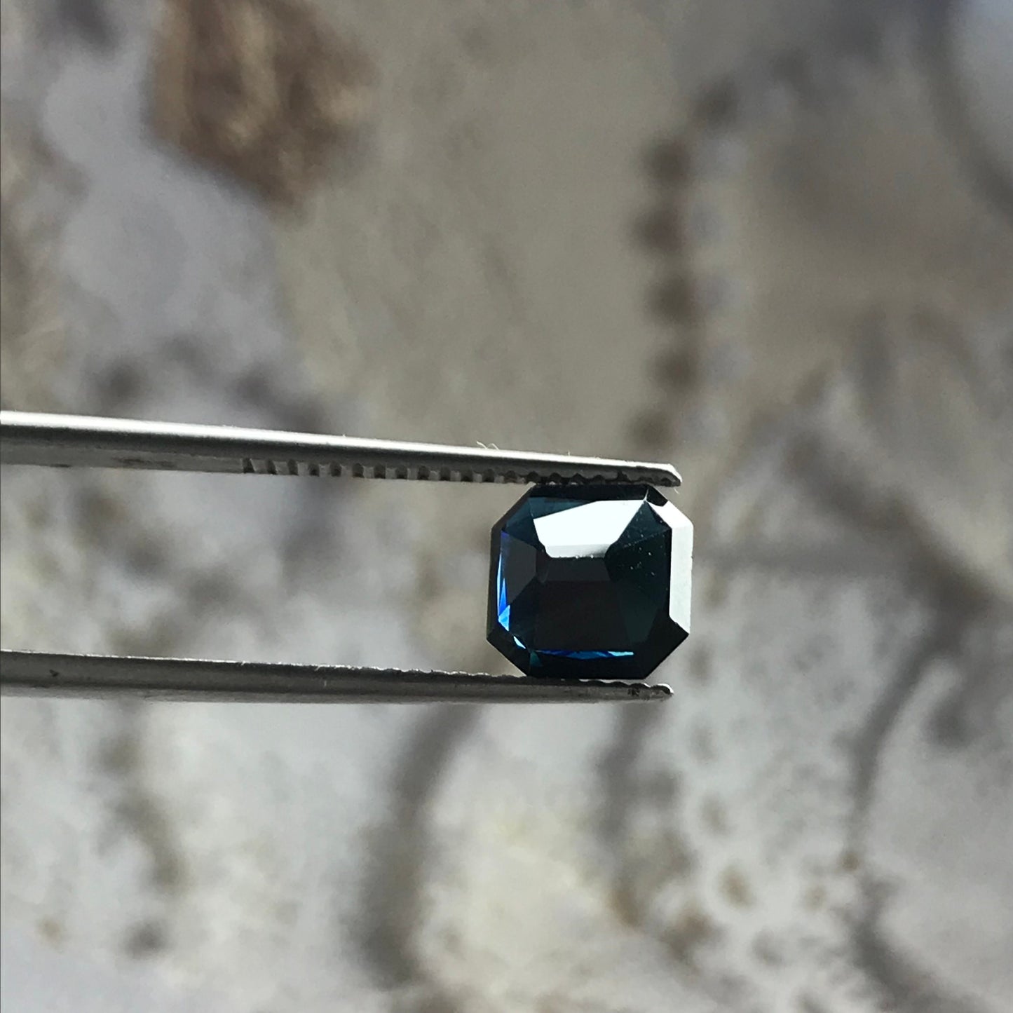 1.90 Ct Dark Blue Sapphire 7.2mm Square, Faceted Loose Midnight Blue Sapphire