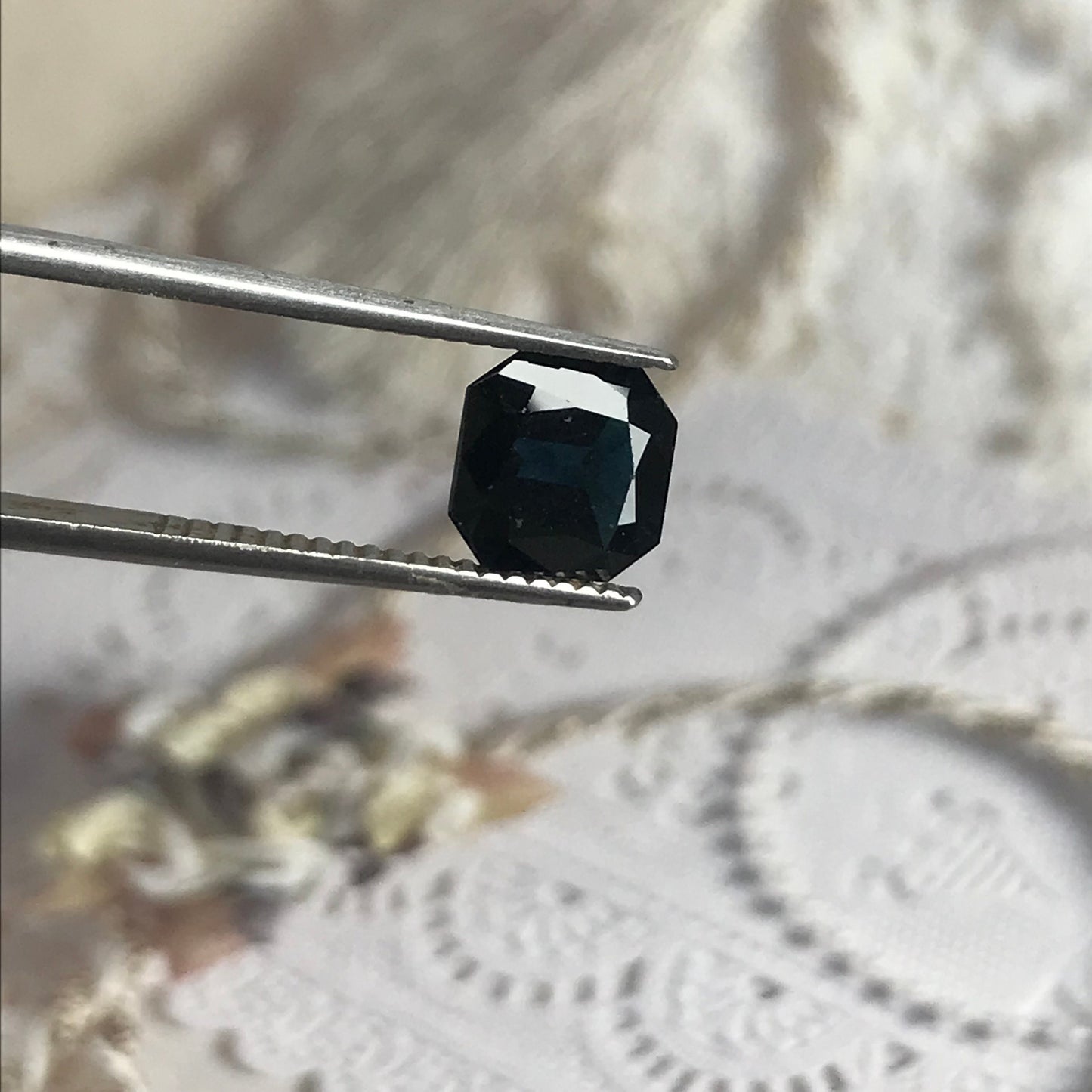 1.90 Ct Dark Blue Sapphire 7.2mm Square, Faceted Loose Midnight Blue Sapphire