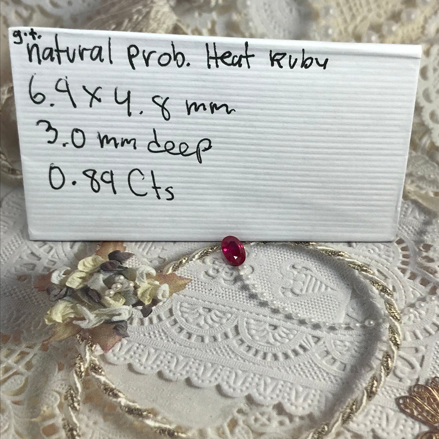 0.89 carat Natural Ruby Heated 7x5mm Oval Cut Loose Faceted Gem