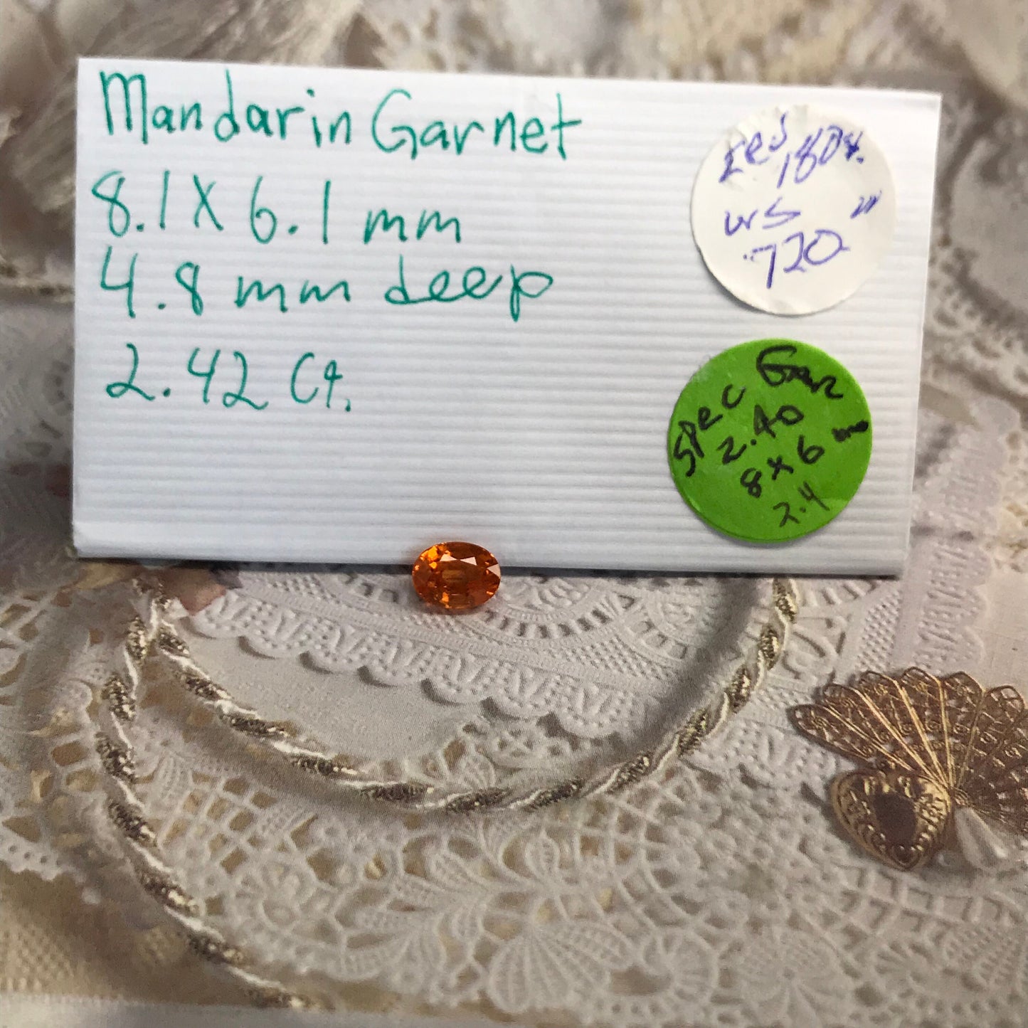 8x6mm Natural Mandarin Spessartite Garnet 2.42 carats faceted oval gemstone