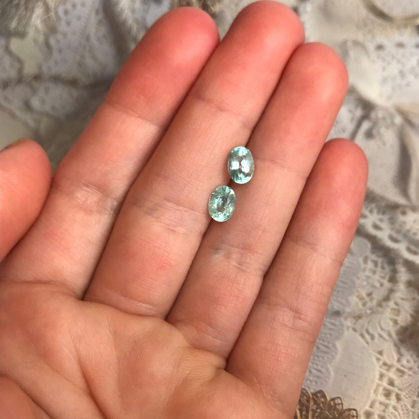 Natural Matching Green Blue Tourmaline 7x5 mm Oval Pair Paraiba Color 1.94 ctw Faceted Loose Gemstone Unmounted Gems Copper Bearing