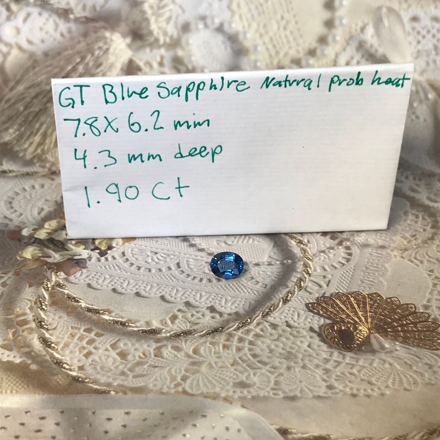 1.90 carat Natural Blue Sapphire 8x6 mm Oval Cut Corundum Faceted Loose Gemstone