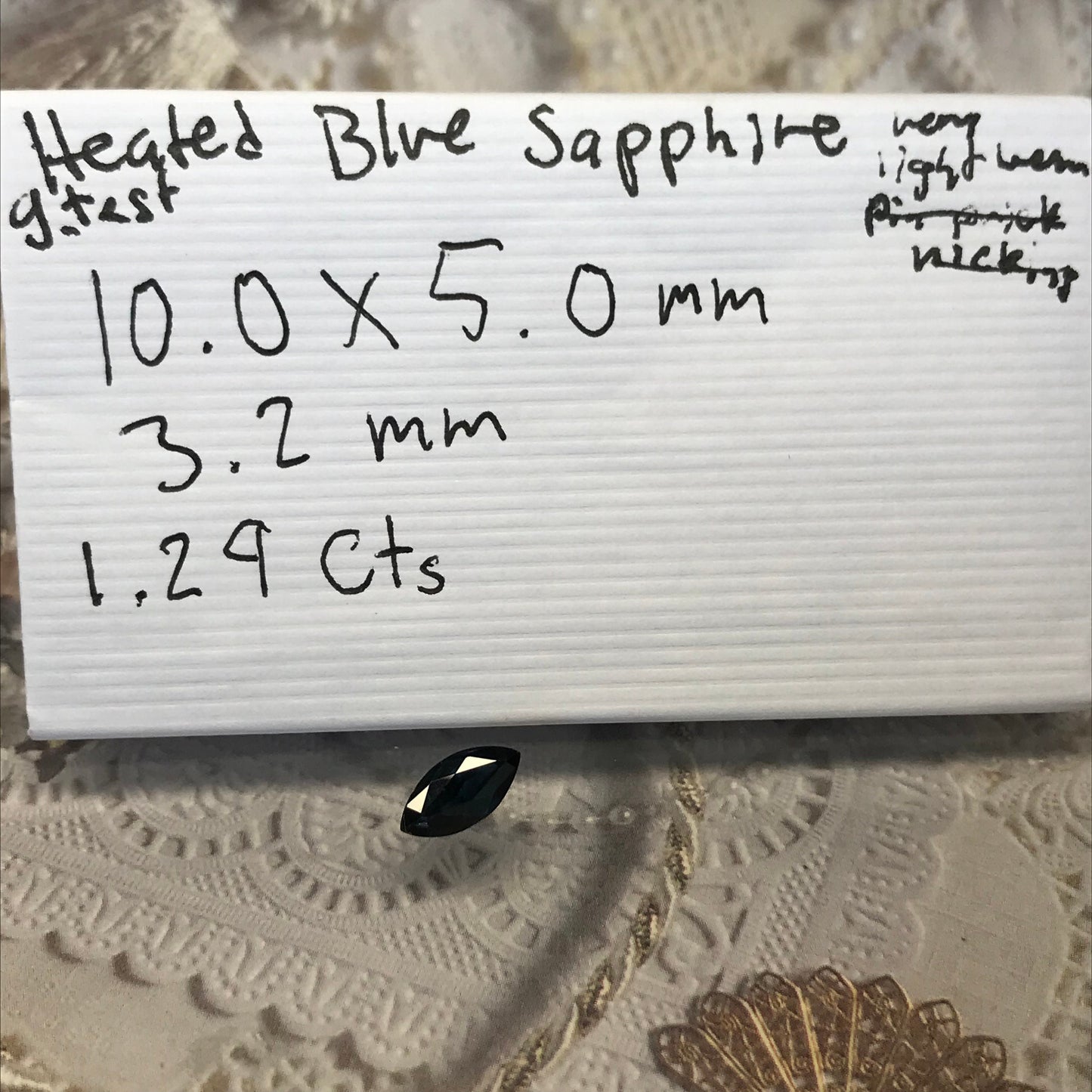 1.29 carat Natural Blue Sapphire Heated 10x5 mm Marquise Cut Corundum Blue