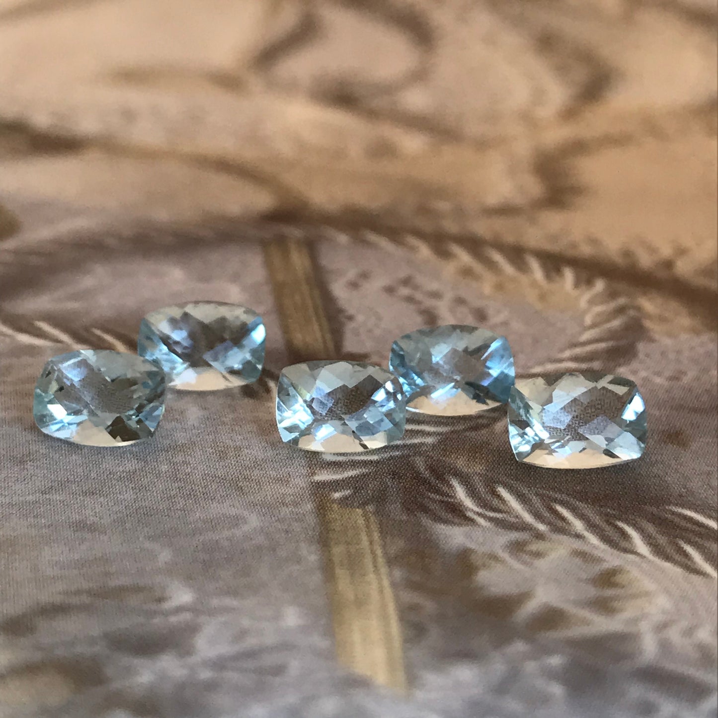 One 7x5mm light Blue Aquamarine 0.80 Carats Checkerboard Rectangle Cushion Cut Loose Gem Faceted Gemstone Beryl March Birthstone