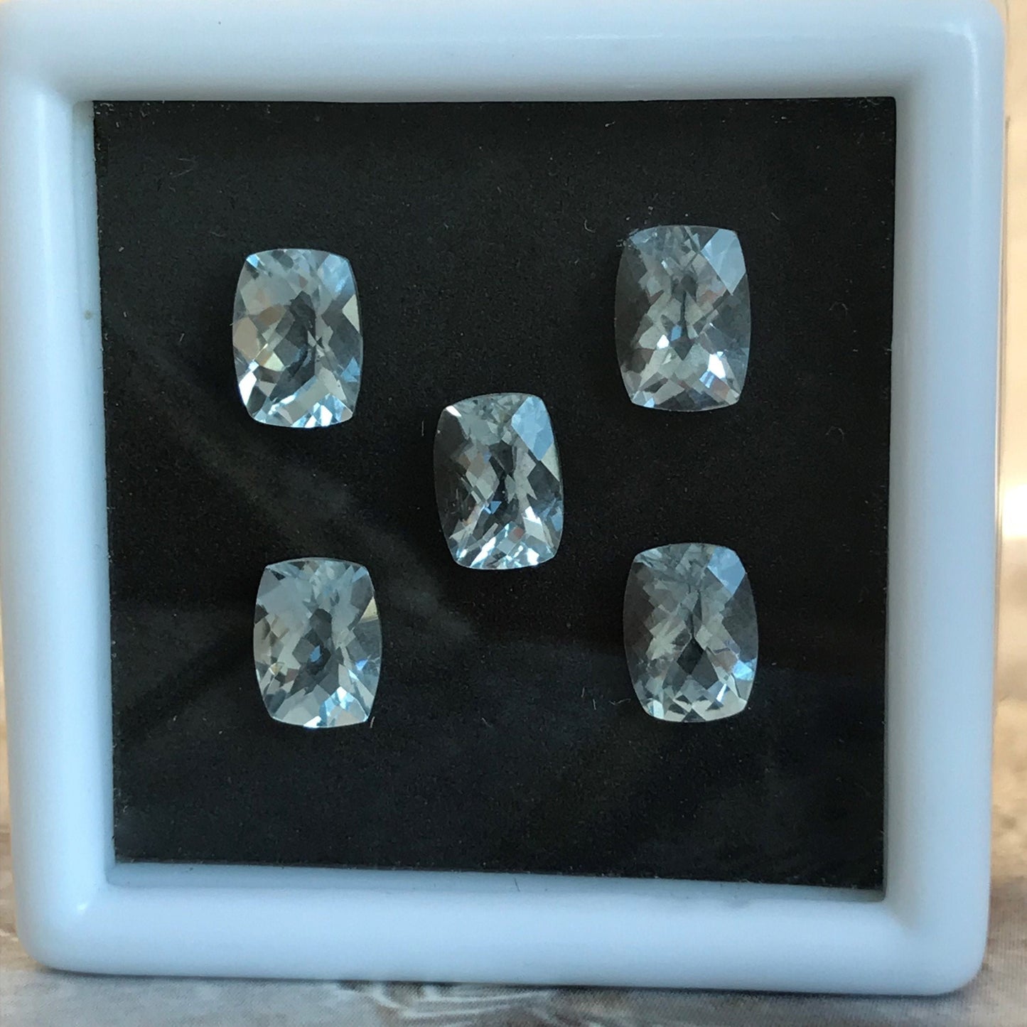 One 7x5mm light Blue Aquamarine 0.80 Carats Checkerboard Rectangle Cushion Cut Loose Gem Faceted Gemstone Beryl March Birthstone