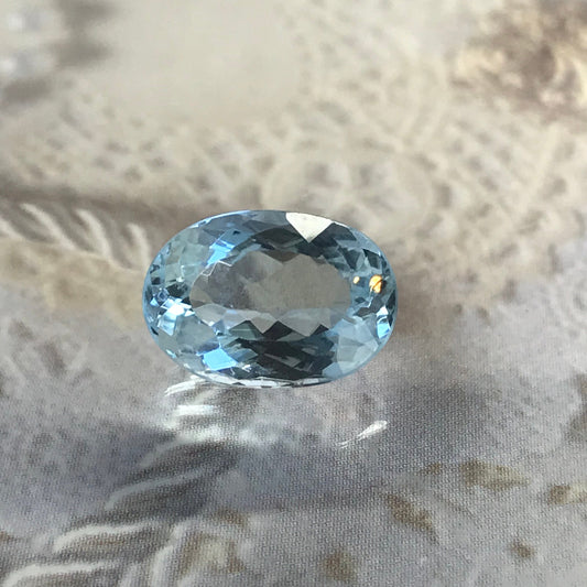 11.6x8mm 3.22 Carat Natural Sky Blue Aquamarine Light Blue Oval Loose Faceted Gemstone Beryl March Birthstone Tested Wholesale Gem Pretty